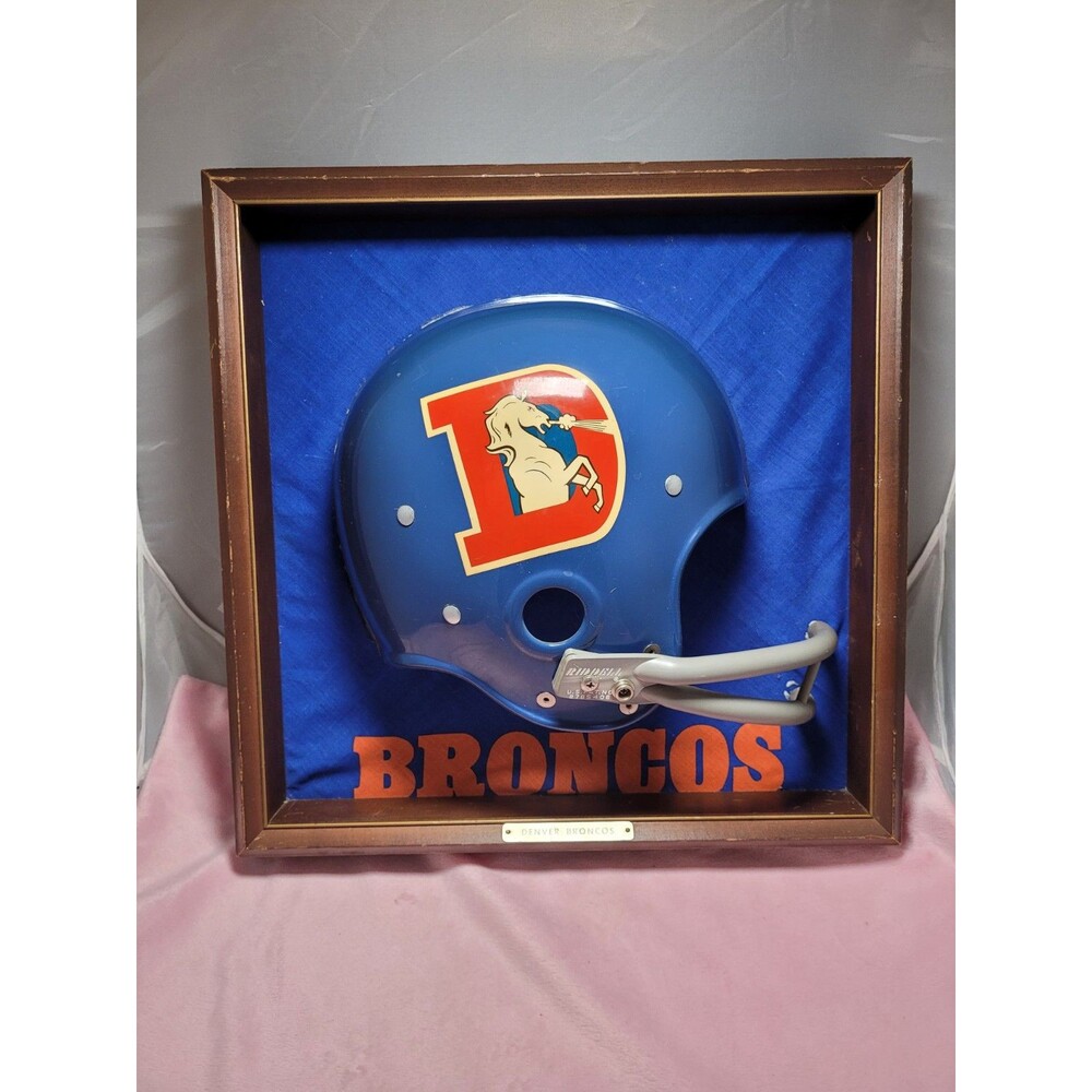 💥 1968 Embosograph Riddell Half Helmet Plaque NFL Denver Broncos Vintage